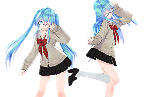 MMD模型下载 Tda HatsuneMiku beige cardigan 模型下载