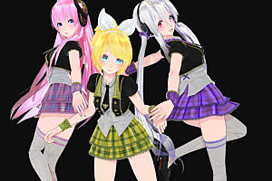 MMD模型弱音 镜音铃 巡音三人组模型下载