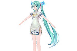 MMD模型YYB式初音ミク_10th_改造-旗袍装模型下载